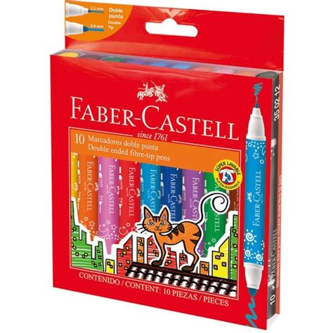 Faber Castell Double Ended Fibre Tip Pens 10 Pack In White Toyco