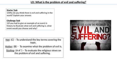 Wjec Gcse Re The Problem Of Evil And Suffering Issues Of Good And