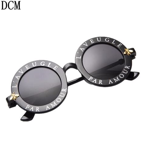 Buy Retro Round Sunglasses English Letters Little Bee