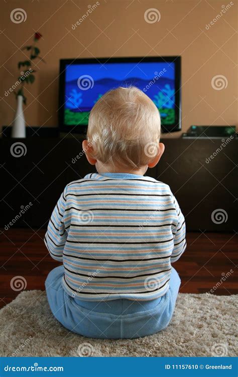 Baby Watching Tv Stock Photo Image Of Sensitive Inside 11157610