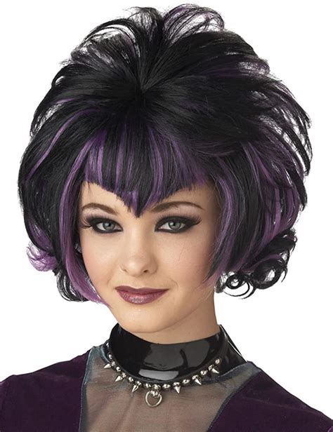 Sales4ya Costume Wig Blackpurple Goth Flip Wig Halloween Costume 1 Size