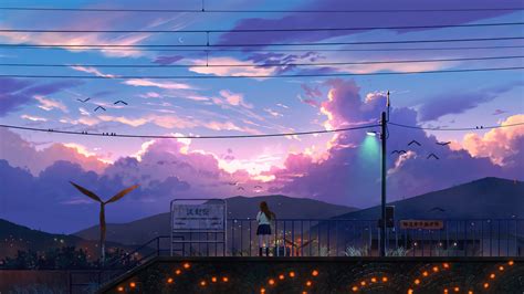Anime Girl Student Sunrise Scenery Art 4k Pc Hd Wallp