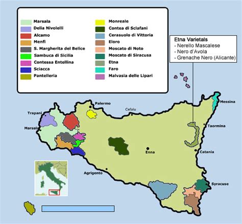 Sicily Wine Map Sicily Ciao