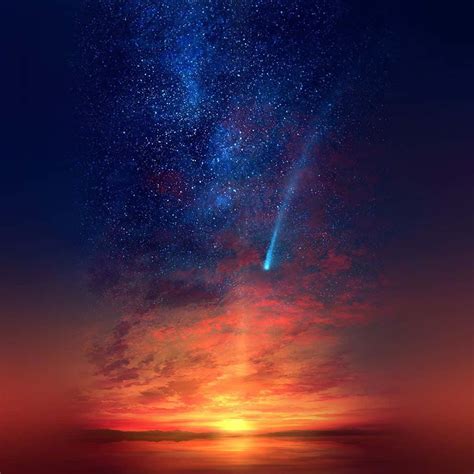Download Anime Sunset Sky Shooting Star Wallpaper