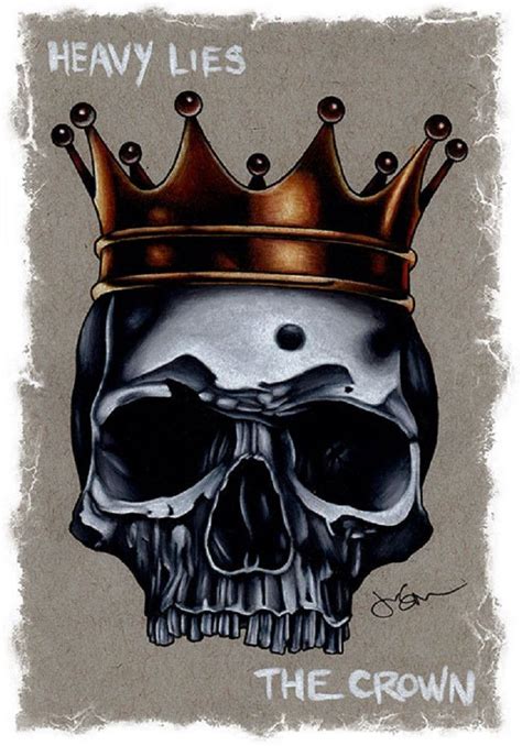 Heavy Lies The Crown By Jeff Saunders Skull Tattoo Canvas Art Print