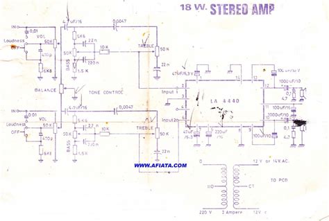 This is a simple schema to amplify the laptop's audio output. Electronic Component LA4440 | Electronic Circuit Diagram and Layout