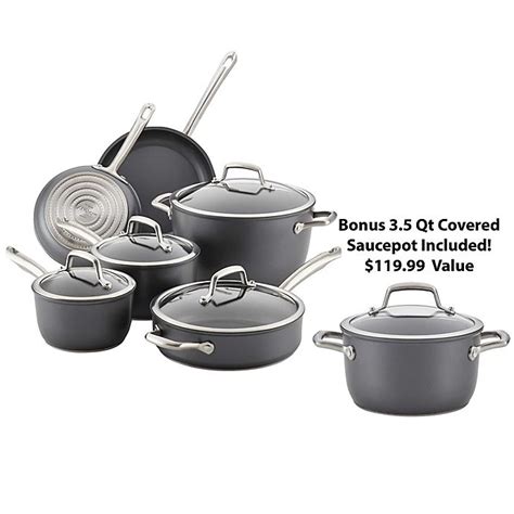 anolon® accolade nonstick hard anodized 10 piece cookware set plus bundle in moonstone bed