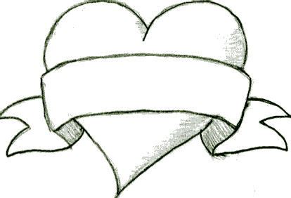 How To Draw A Heart With A Ribbon Banner Step By Step
