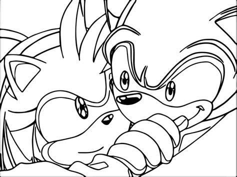 Amy Rose And Sonic Hug Love Coloring Page