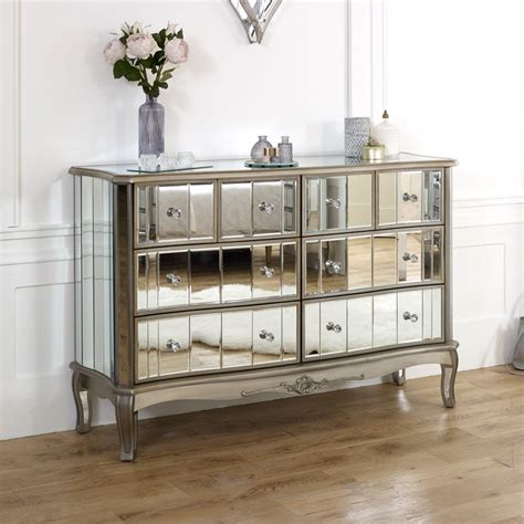 Extra Large Mirrored Chest of Drawers - Tiffany Range ...