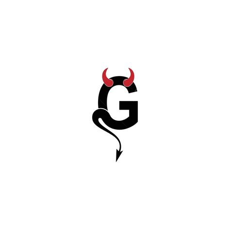 design de logotipo vetorial icônico de uma letra g com chifres e cauda diabólicos vetor png