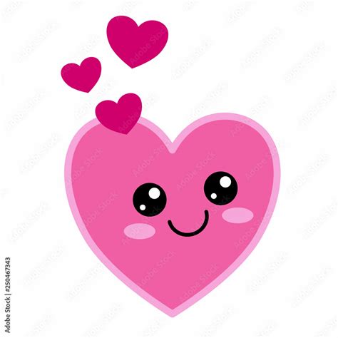 Pink Happy Smiling Heart Cartoon Stock Vector Adobe Stock
