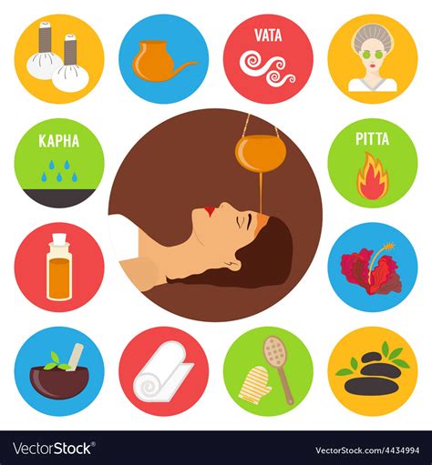 Ayurveda Ayurvedic Treatment Set Royalty Free Vector Image