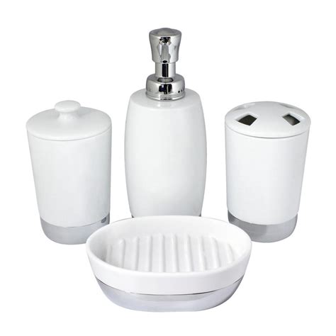 You'll love our bath and shower accessories from around the world. MODONA Arora 4-Piece Bathroom Accessories Set in White ...