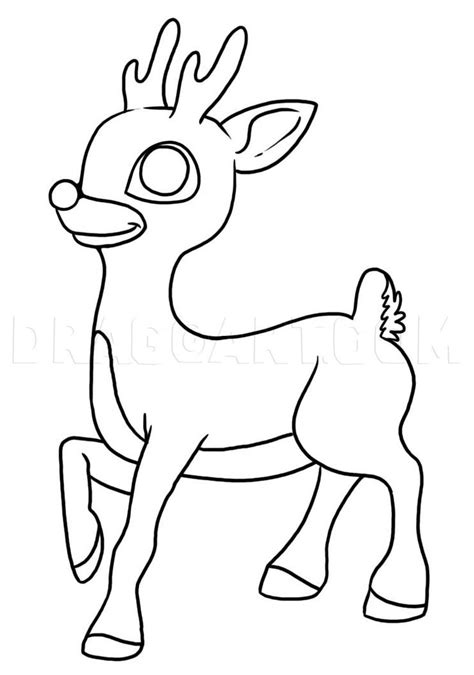 How To Draw Rudolph The Red Nosed Reindeer Step By Step Drawing Guide