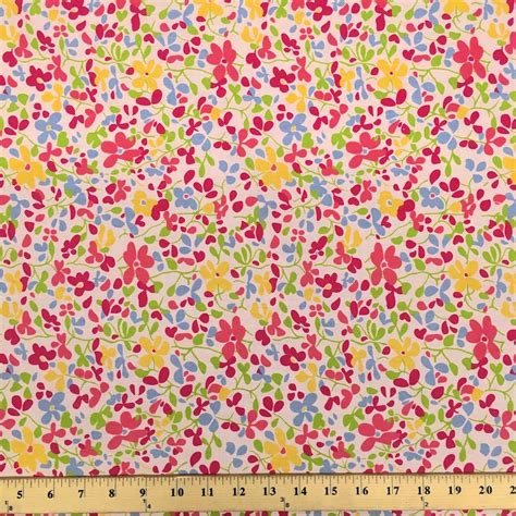 Fresca Pink Print Fabric Cotton Polyester Broadcloth 60