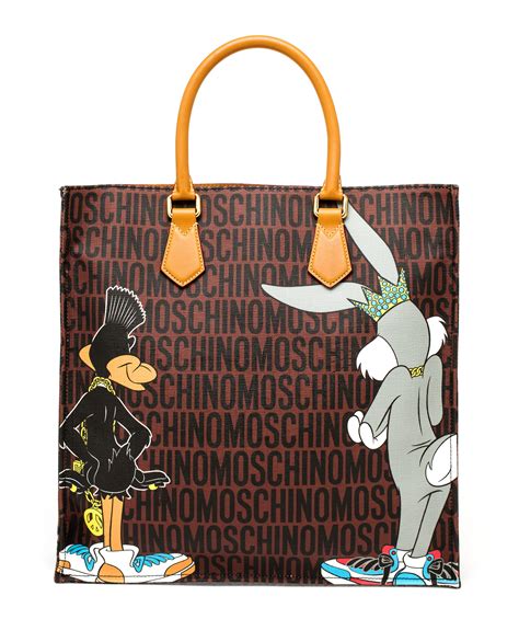 Moschino Bugs Bunny And Duffy Duck Printed Tote In Brown Lyst
