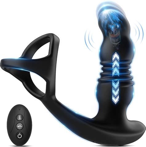 Thrusting Prostate Massager Vibrator With Cock Ring Vibrating Thrusting Modes Prostate