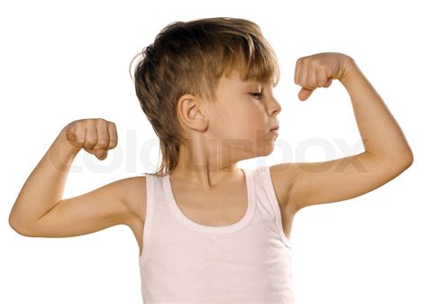 Little Boy Flexing Biceps Stock Image Colourbox