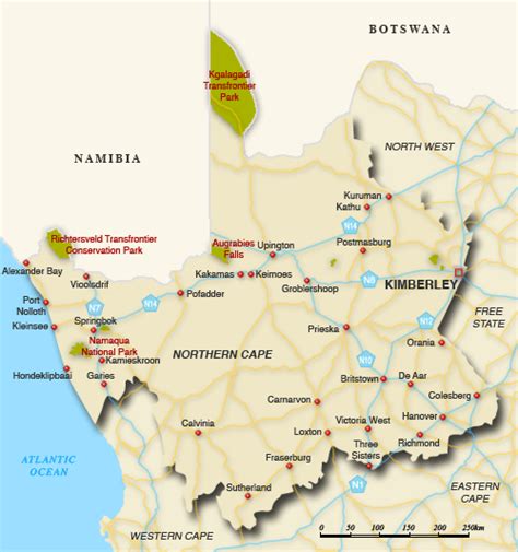 The northern cape's vastness is an everlasting. springbok northern cape map