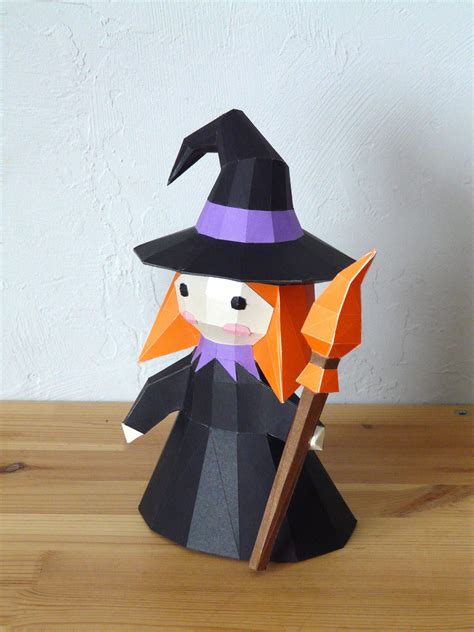 3d Papercraft Little Witch Diy Templates Including Etsy In 2020