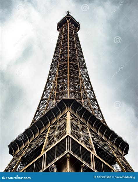 Eiffel Tower Portrait In Color Paris France Stock Photo Image Of