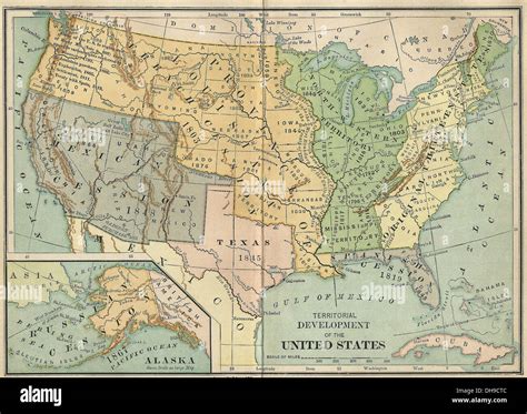 Territorial Development Of The United States America Map Circa 1890
