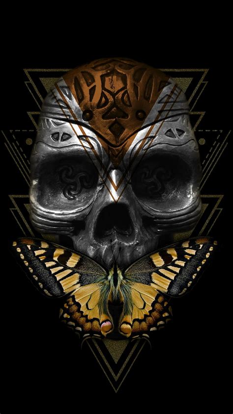 1080p Free Download Skul And Butterfly Skull Skulls Skulls Metal