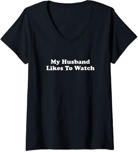 Womens Cuckold Bull My Husband Likes To Watch V Neck T Shirt Uk Fashion