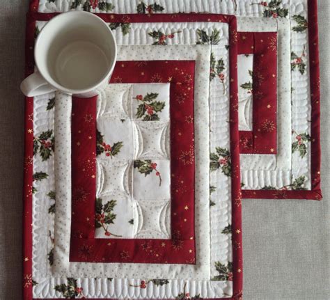 Christmas Placemats Quilted Placemats Red And White Etsy