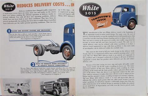 1952 White Truck Model 3015 Delivery Sales Brochure Original