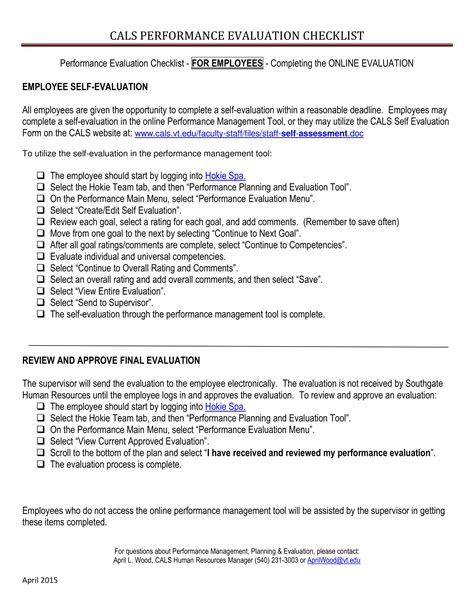 Performance Management Checklist 11 Examples Format Pdf