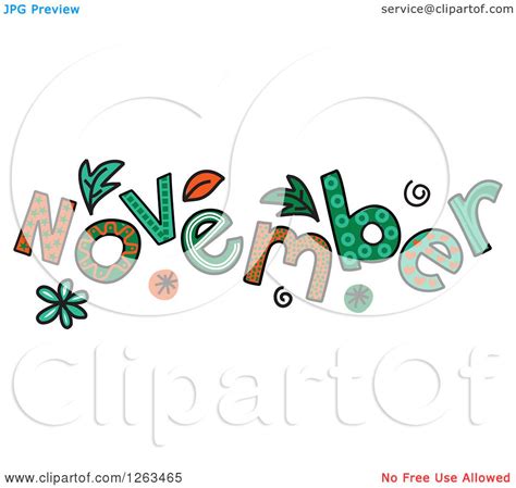 Clipart Of Colorful Sketched Month Of November Text Royalty Free