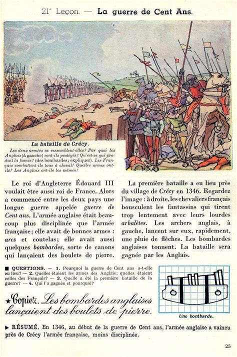 La Guerre De Cent Ans Manuel Scolaire Histoire En Francais Histoire