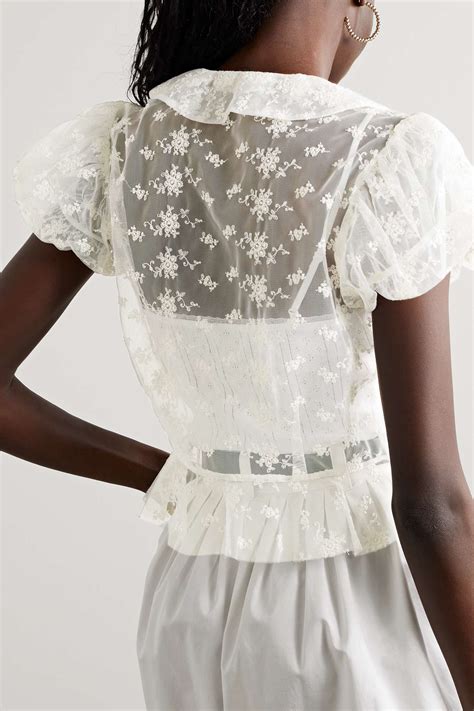 DÔen Regina Crystal Embellished Embroidered Tulle Top Net A Porter