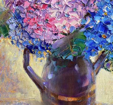 Hydrangeas In Vase Bouquet Painting Original Art Floral Oil Etsy