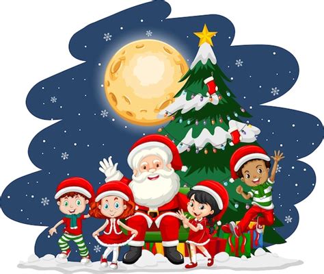 Free Vector Christmas Day With Santa Claus With Children