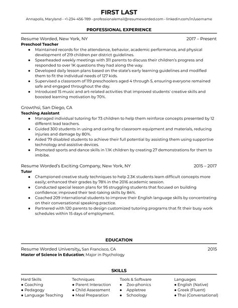High School Teacher Resume Example For 2023 Resume Worded