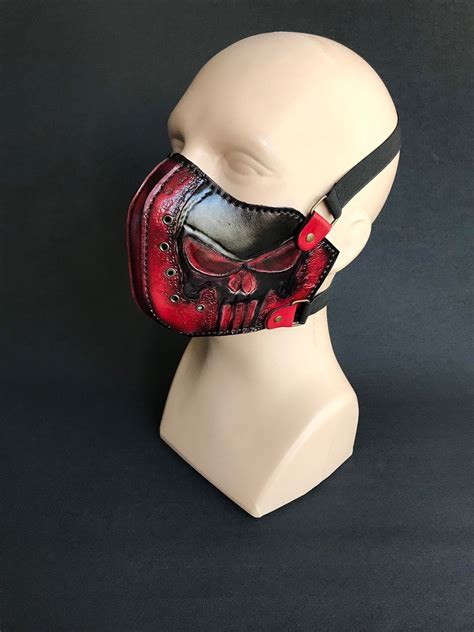 Punisher Skull Motorcycle Mask Custom Leather Biker Mask Etsy In 2021