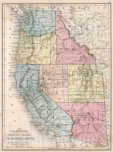 Historic Map Map No Xix California Oregon Idaho Utah Nevada