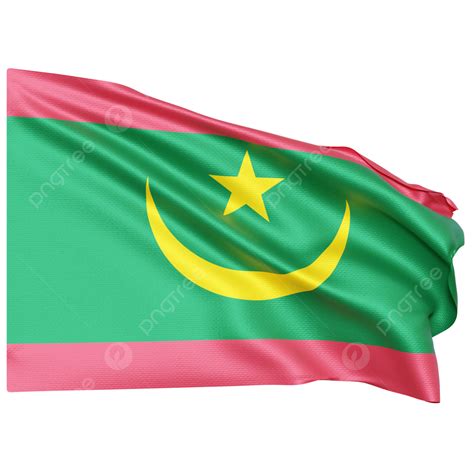 Ondear La Bandera De Mauritania Png Bandera De Mauritania Con Asta