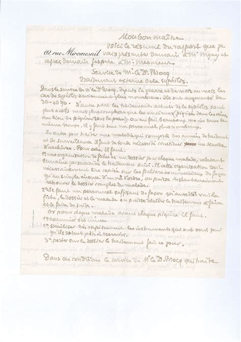 Utilisez cette lettre type à compléter et envoyez la en recommandé. Lettre du Dr Sabouraud au Pr Brocq dont il assure le ...