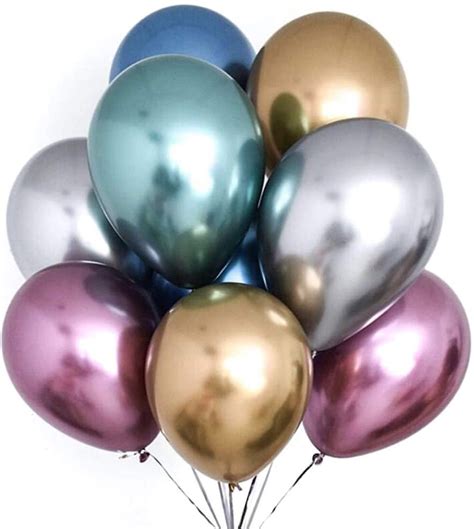 12 Inch Metallic Balloons Metal Chrome Shiny Latex Happy Etsy