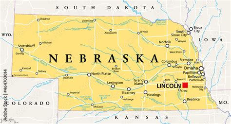 Vecteur Stock Nebraska Ne Political Map With The Capital Lincoln And