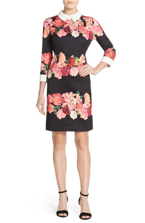 Vince Camuto Collared Floral Scuba Shift Dress Nordstrom