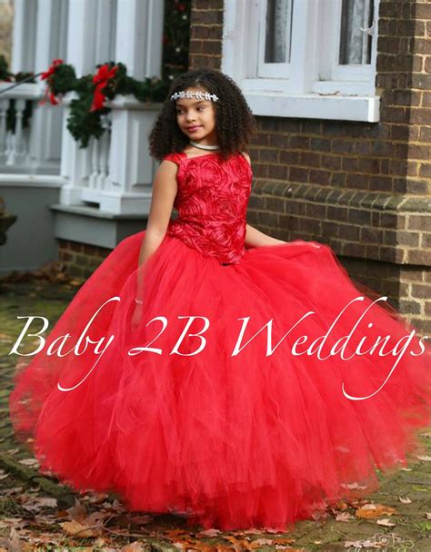 Red Dress Flower Girl Dress Tulle Dress Wedding Dress Tutu Dress Party Dress Baby Dress Toddler 