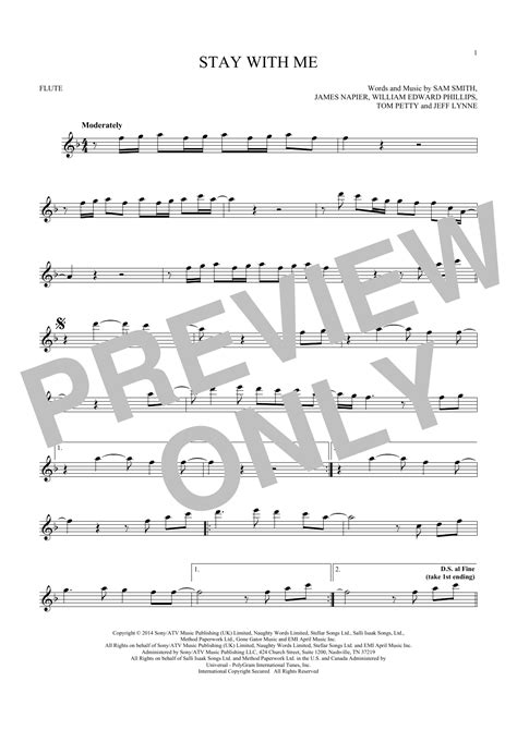 Stay With Me Flute Solo Print Sheet Music Now