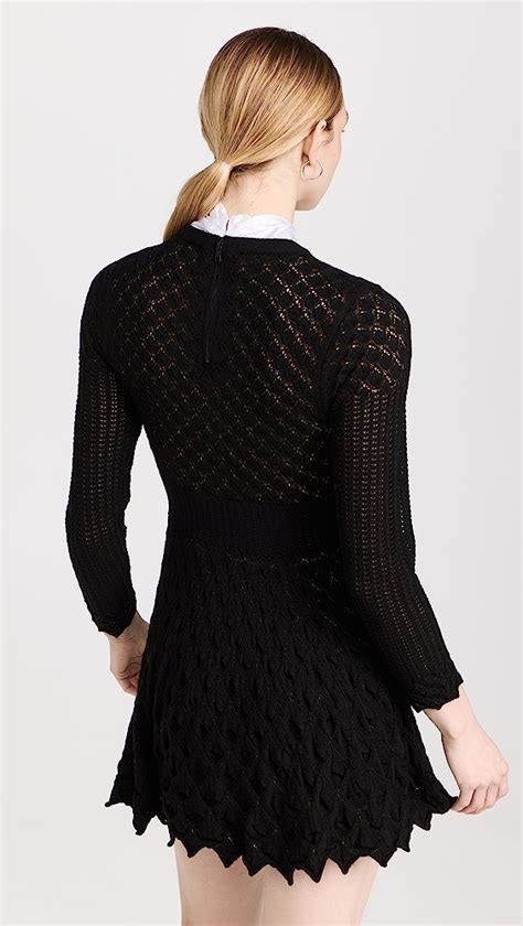 Alice Olivia Gin Pointelle Lace Knit Dress With Bow Shopbop