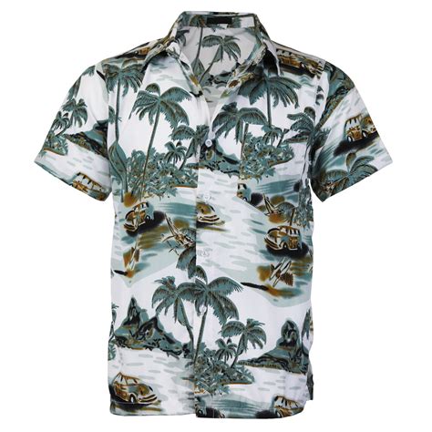 Mens Hawaiian Tropical Luau Aloha Beach Party Button Up Casual Dress