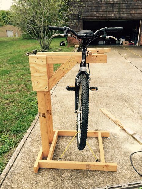 It works great as a simple stand in my apt. Homemade Wooden Bicycle Stand With Dual Mounting | Wooden ...